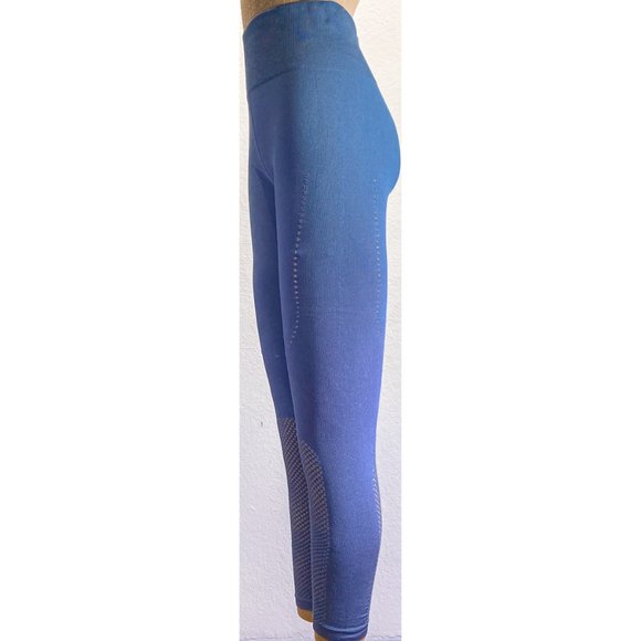 NWOT Joy Lab Seamless Blue High Waisted Lace Detail Ribbed Activewear Leggings M - Picture 2 of 7